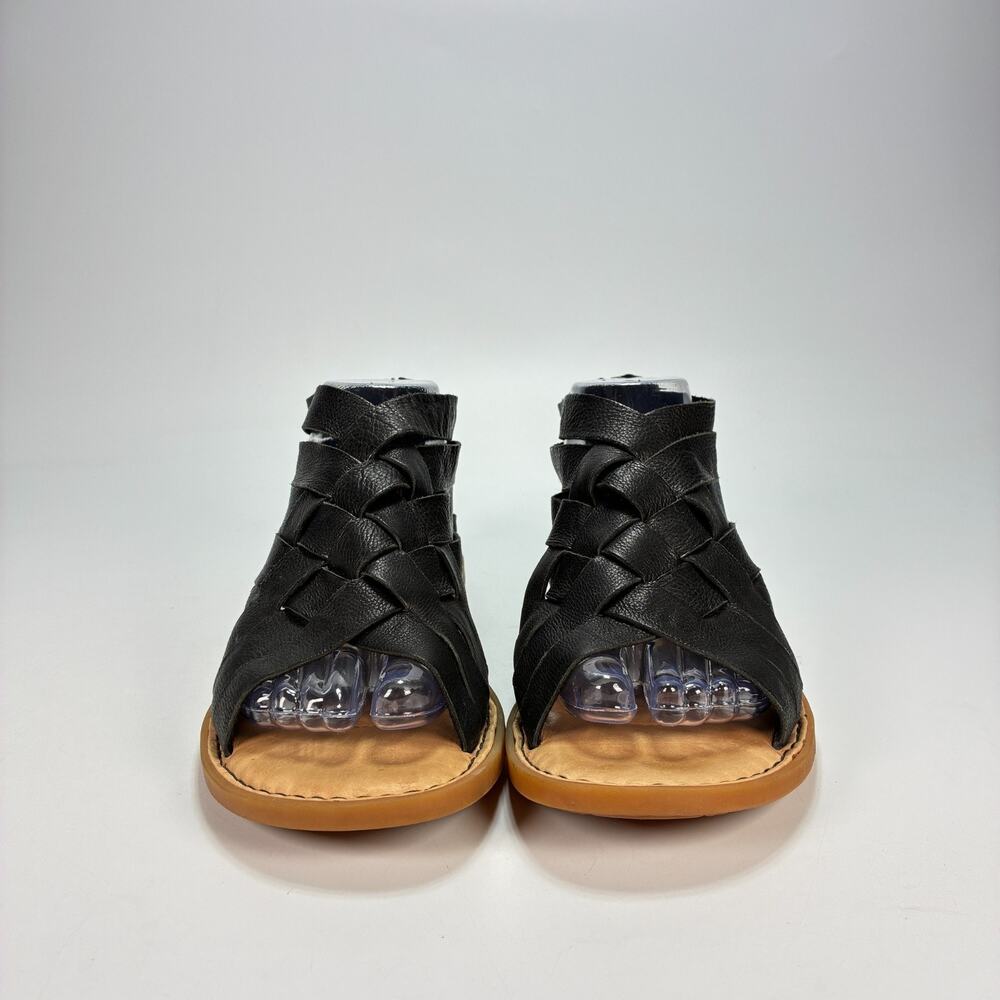 Born Iwa Woven Black Leather Flat Gladiator Back Zipper Sandals Women's Size 8M - Picture 2 of 10